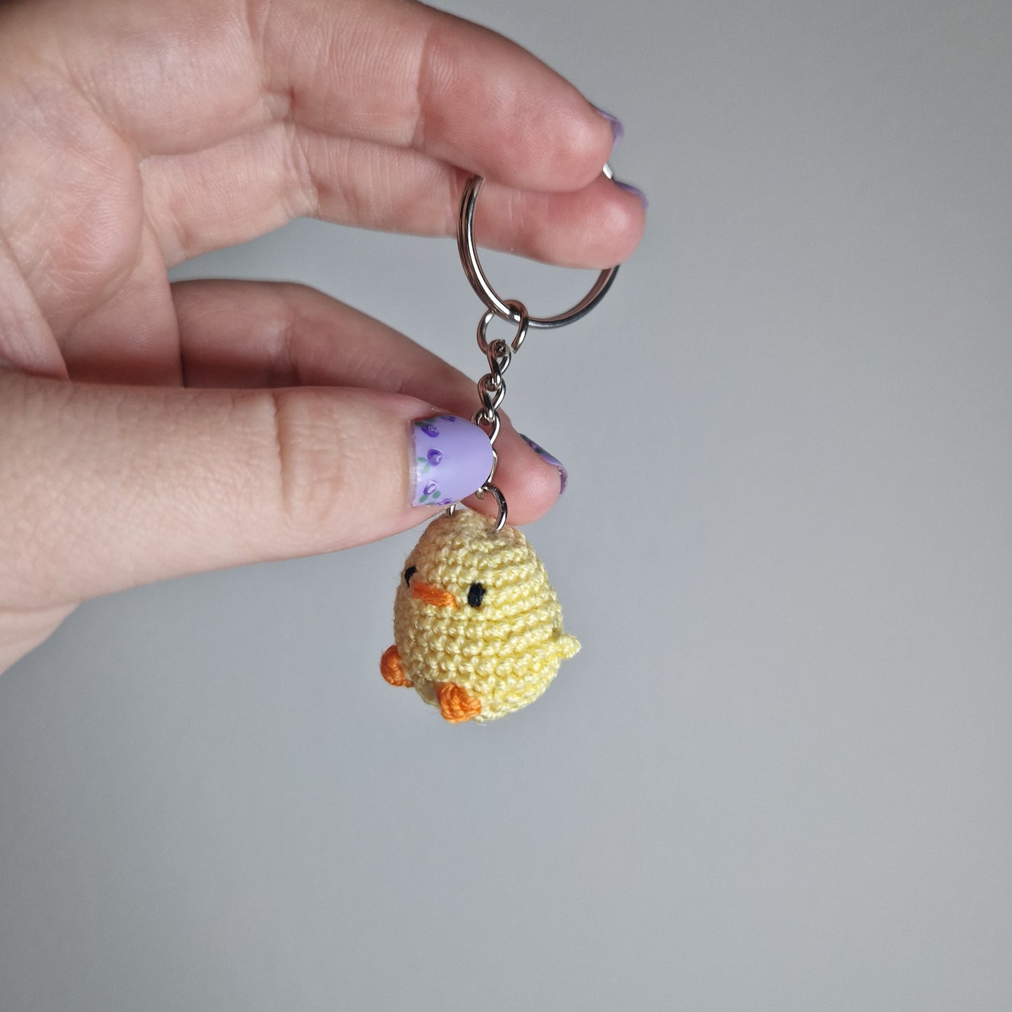 Light yellow Chick lace yarn micro crochet keyring