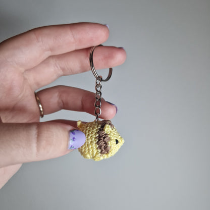 Light yellow Lion lace yarn micro crochet keyring