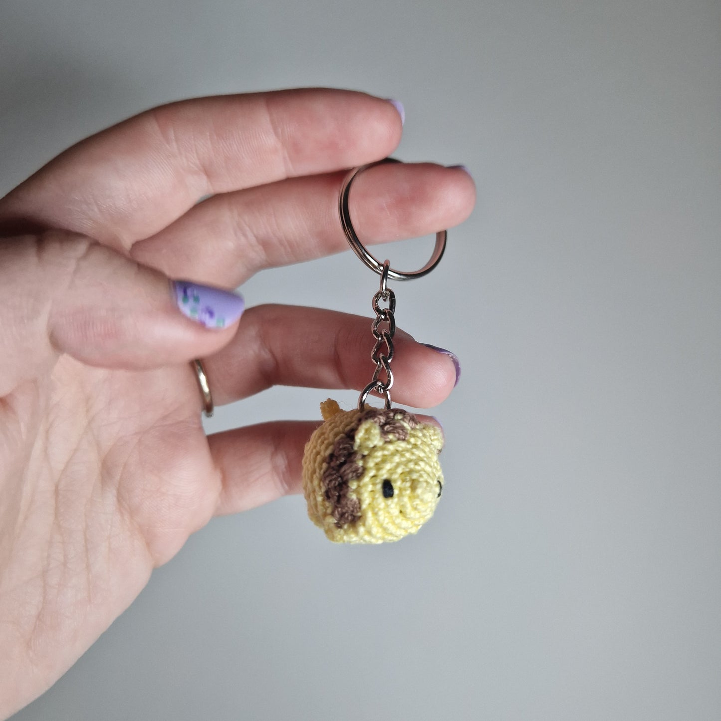 Light yellow Lion lace yarn micro crochet keyring
