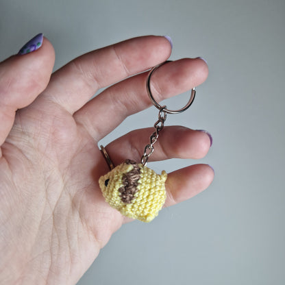 Light yellow Lion lace yarn micro crochet keyring