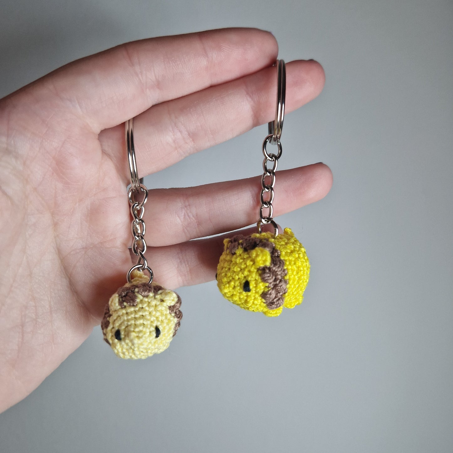 Light yellow Lion lace yarn micro crochet keyring