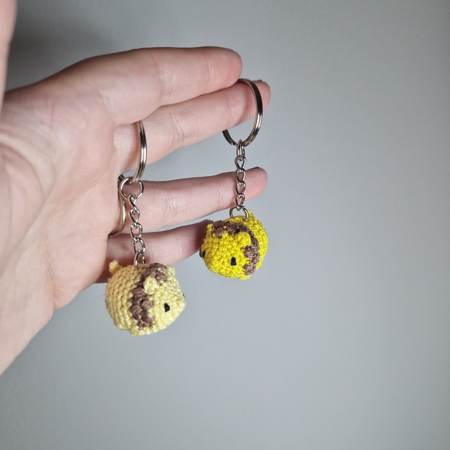 Light yellow Lion lace yarn micro crochet keyring