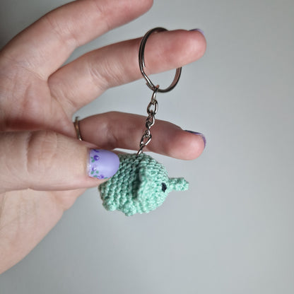 Mint green elephant lace yarn micro crochet keyring