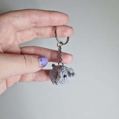 Grey elephant lace yarn micro crochet keyring