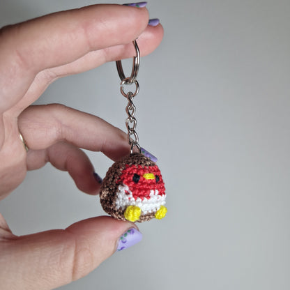 European Red Robin lace yarn micro crochet keyring