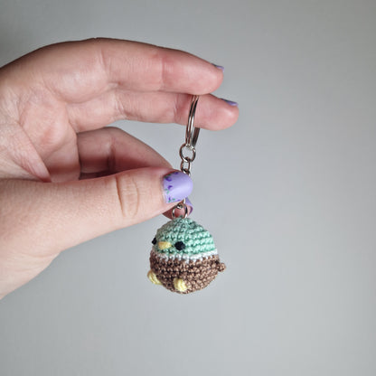 Mint green Mallard Duck lace yarn micro crochet keyring
