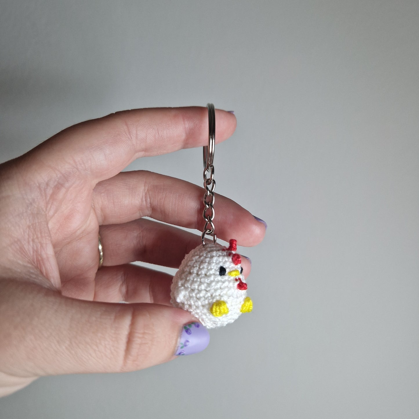 Chicken lace yarn micro crochet keyring