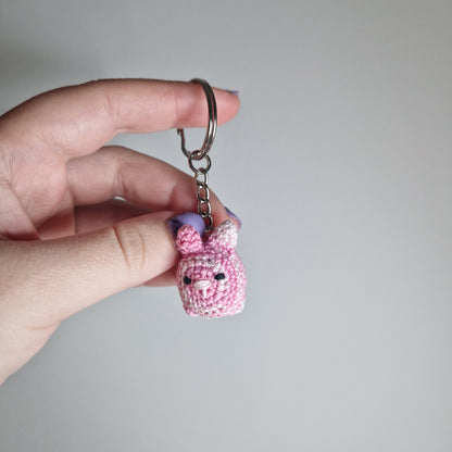 Pink bunny rabbit lace yarn micro crochet keyring