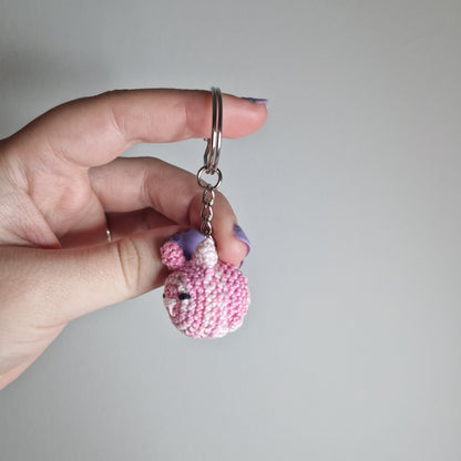 Pink bunny rabbit lace yarn micro crochet keyring