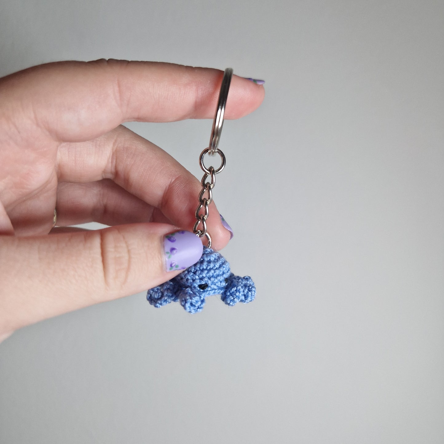 Blue Octopus lace yarn micro crochet keyring