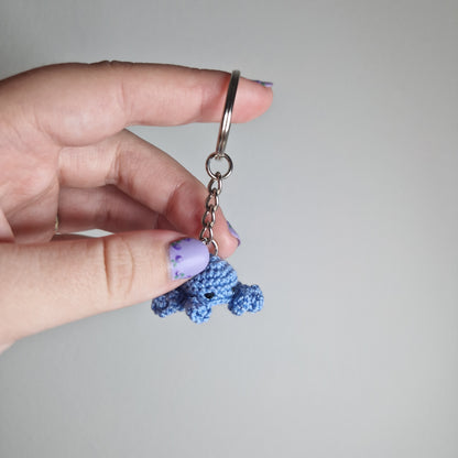 Blue Octopus lace yarn micro crochet keyring