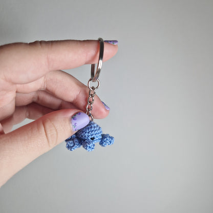 Blue Octopus lace yarn micro crochet keyring