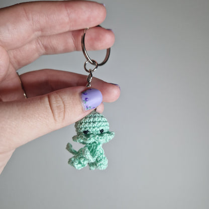 Mint green Jellyfish lace yarn micro crochet keyring