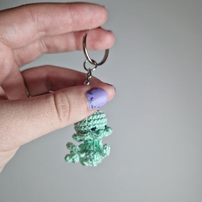 Mint green Jellyfish lace yarn micro crochet keyring