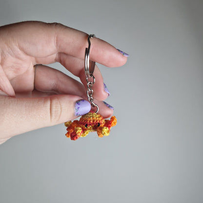 Orange, Red and Yellow lace yarn micro crochet keyring