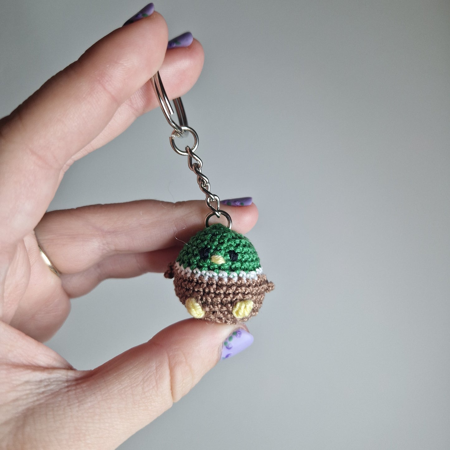 Mallard Duck lace yarn micro crochet keyring