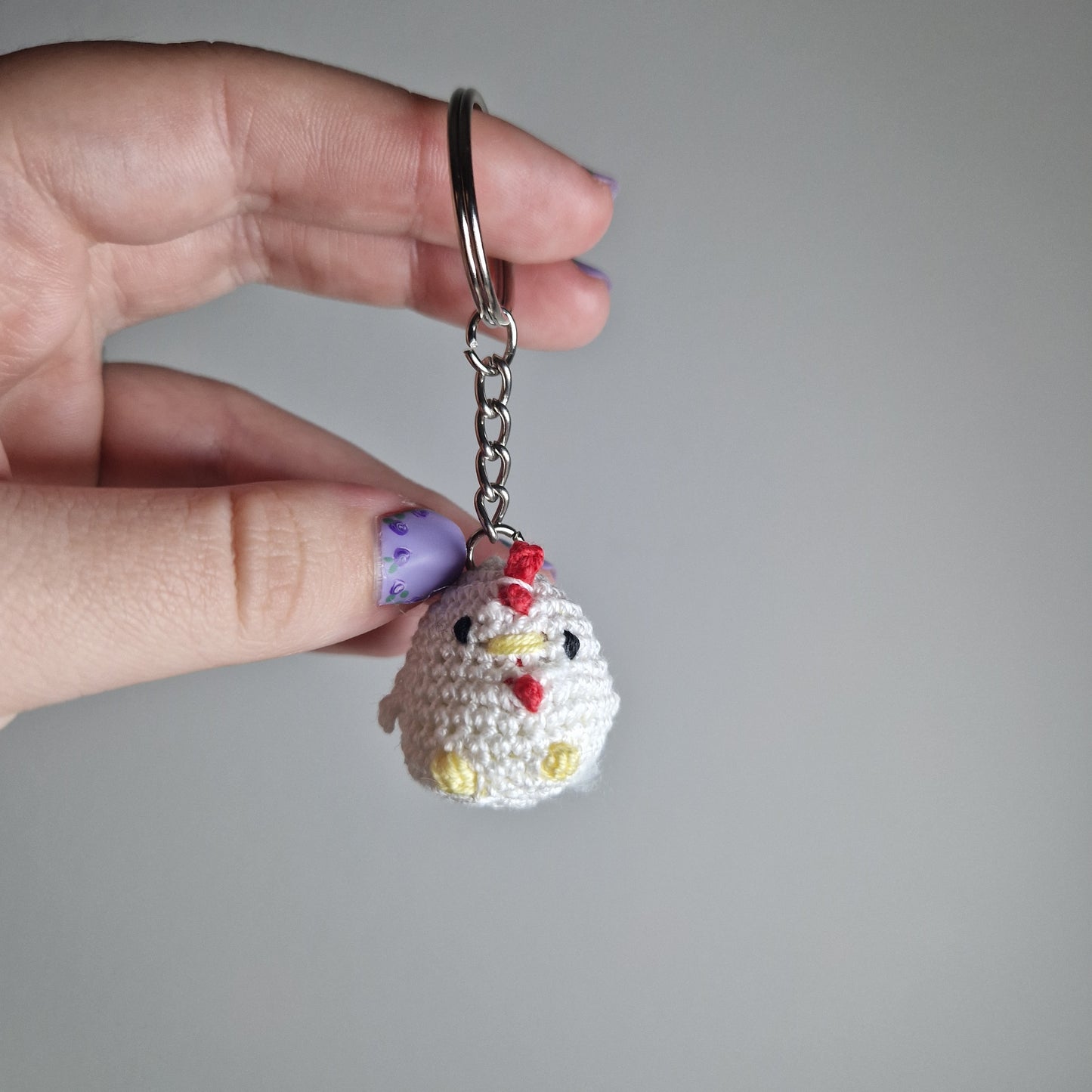 Light yellow lace yarn micro crochet keyring