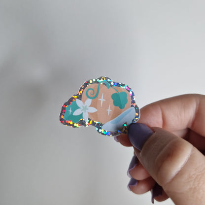 Home Before Midnight sticker with a glitter outline