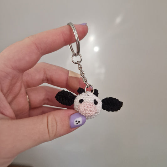 Cow lace yarn micro crochet keyring