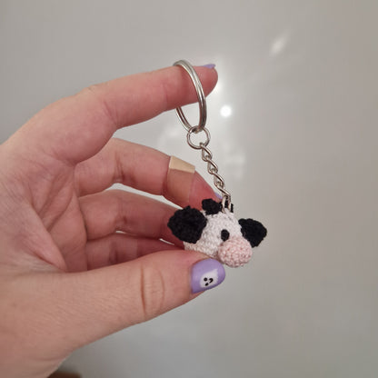 Cow lace yarn micro crochet keyring