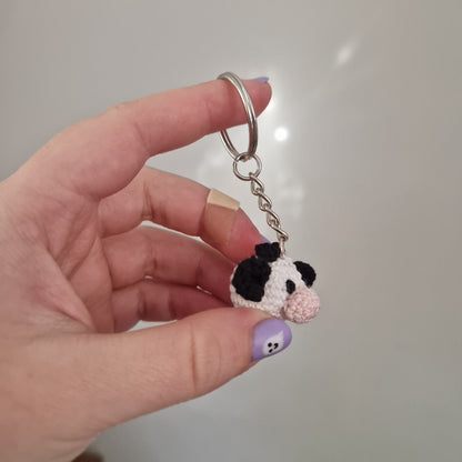 Cow lace yarn micro crochet keyring