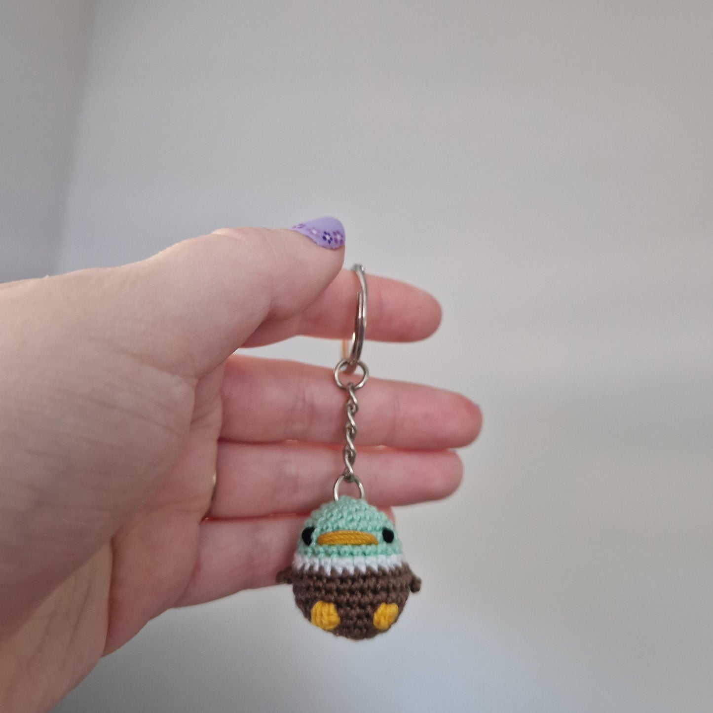 Mallard Duck micro crochet keyring