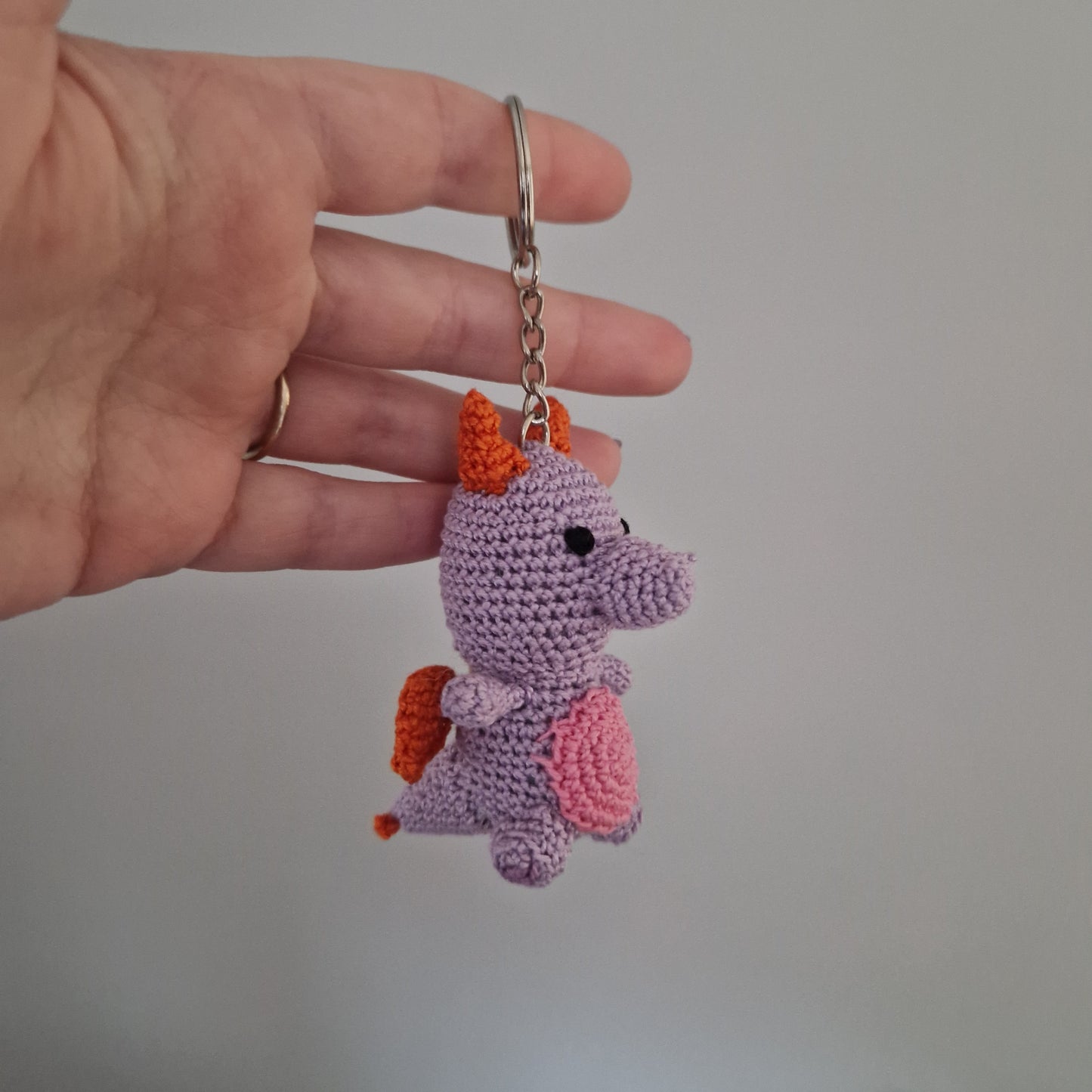 Lilac imagination dragon micro crochet keyring