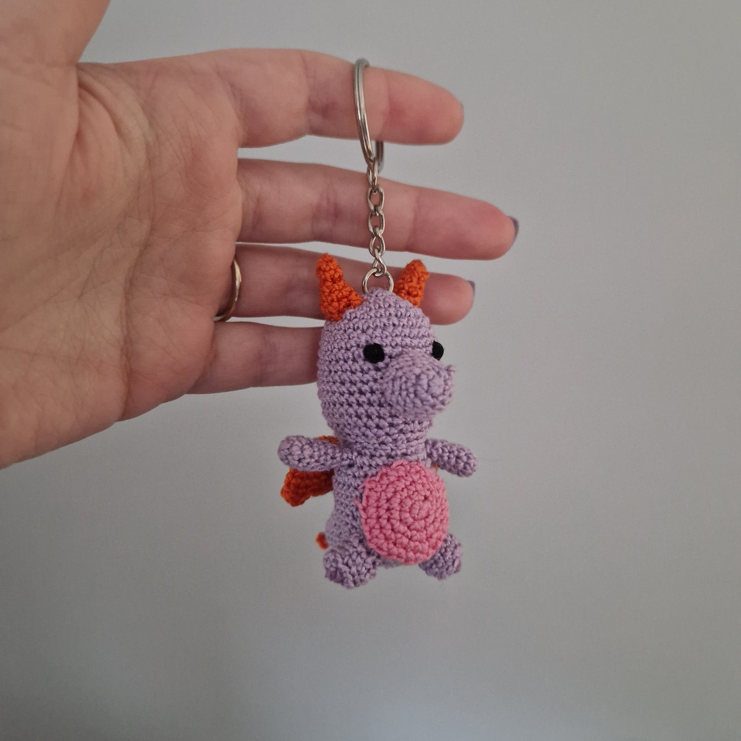 Lilac imagination dragon micro crochet keyring