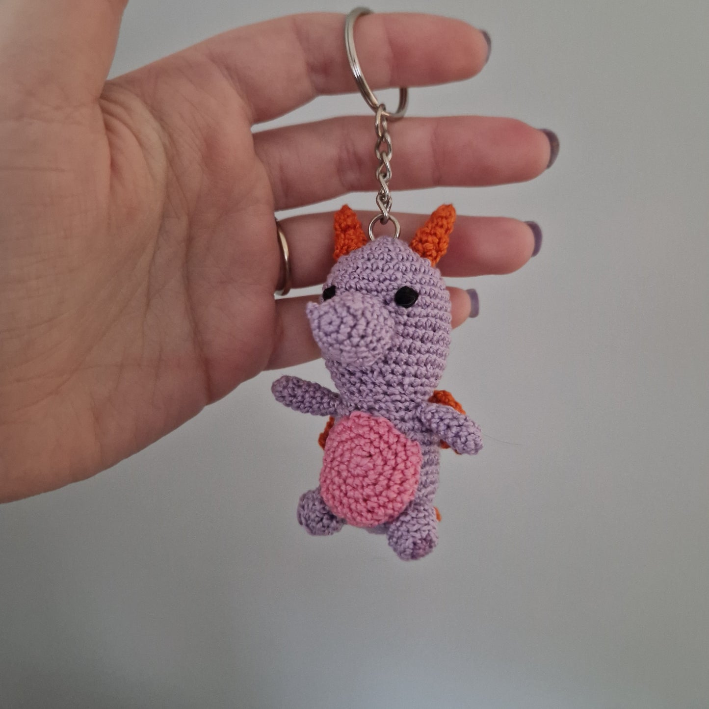 Lilac imagination dragon micro crochet keyring