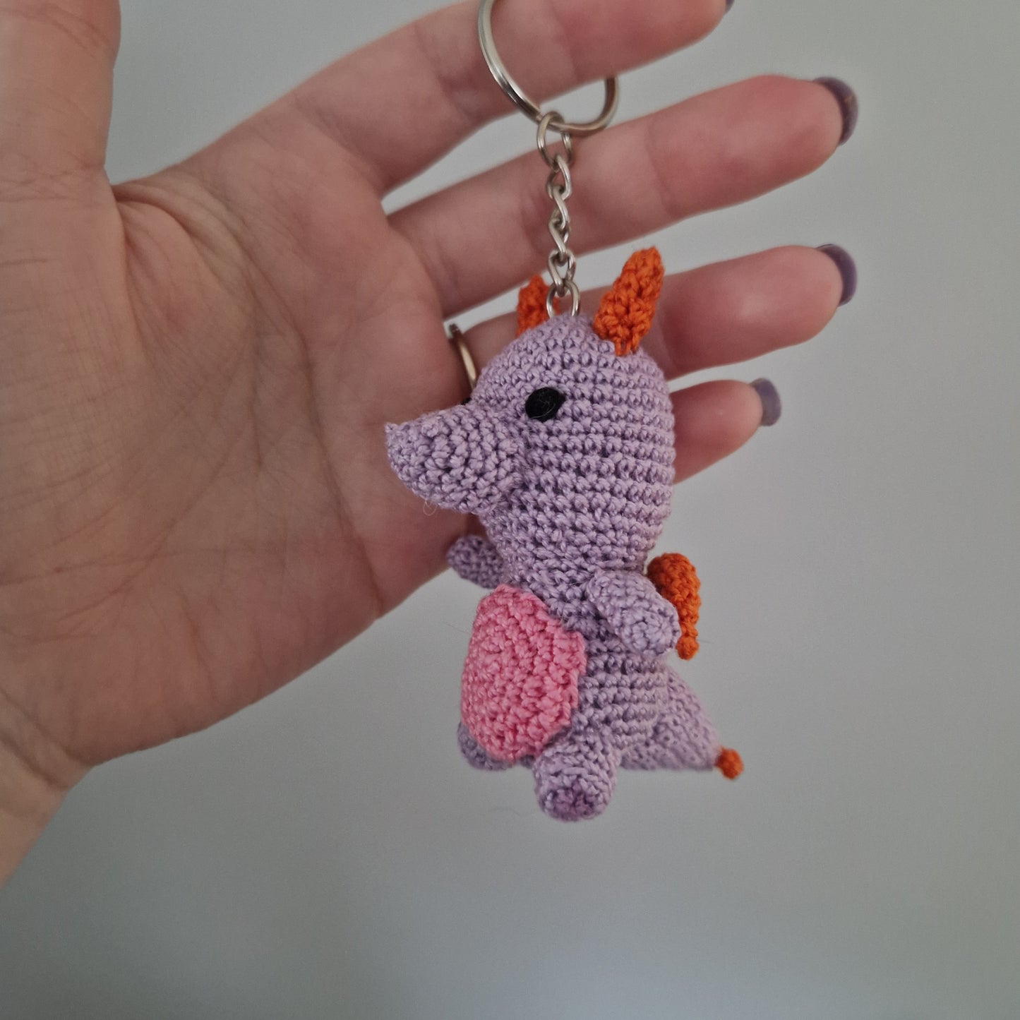 Lilac imagination dragon micro crochet keyring