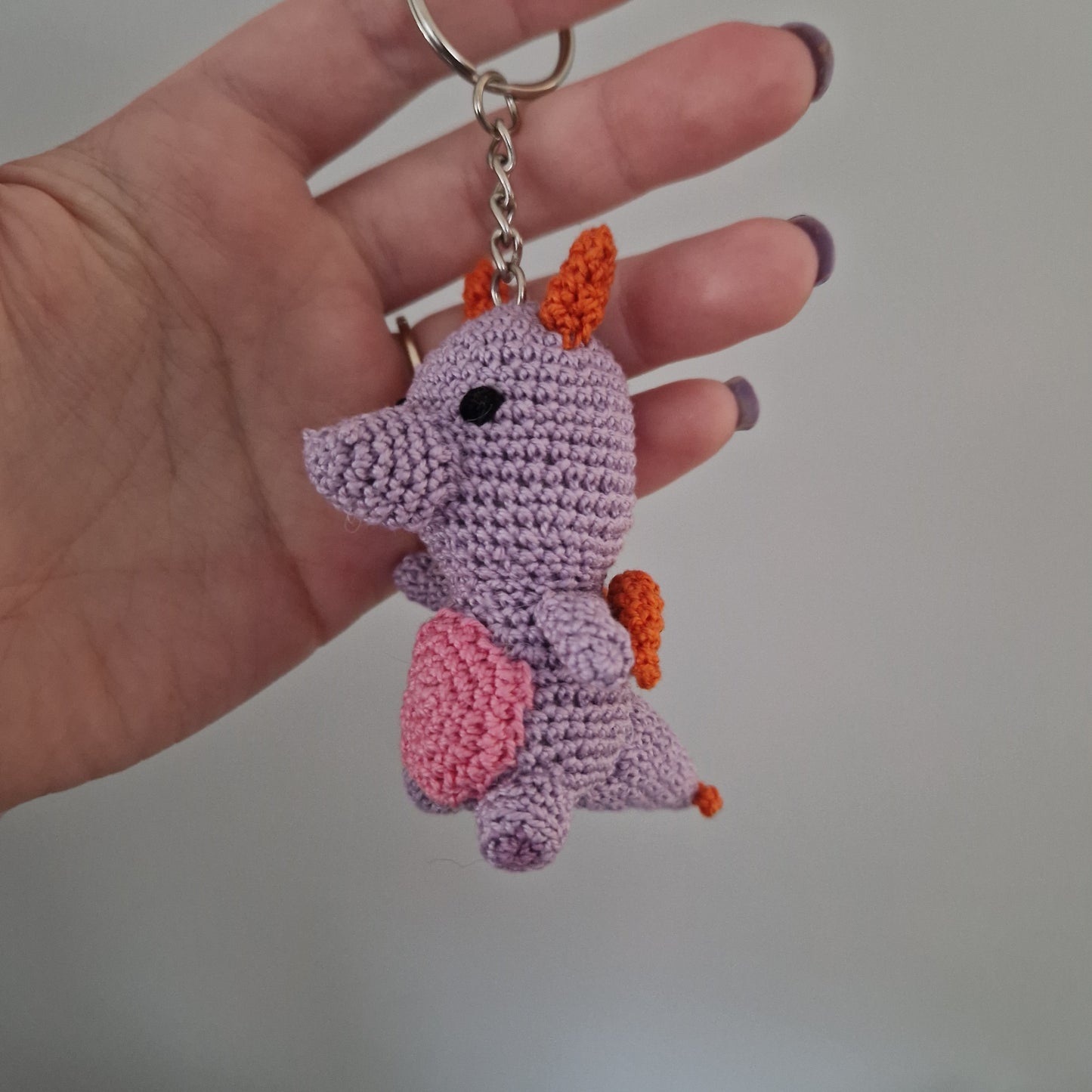 Lilac imagination dragon micro crochet keyring