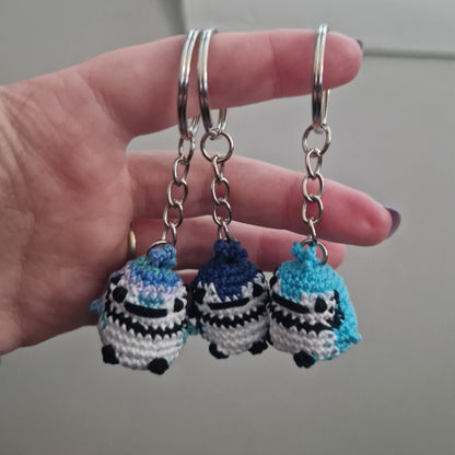 Blue Jay yarn micro crochet keyring