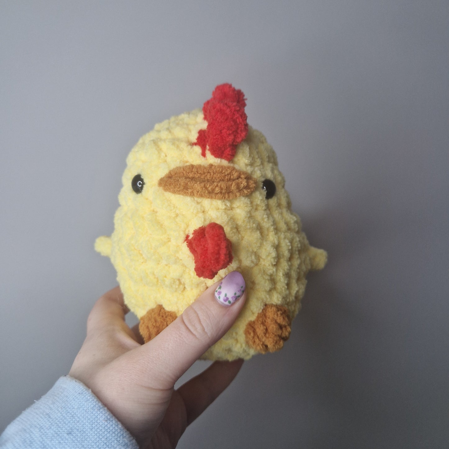 Yellow chicken fluffy small crochet plushie