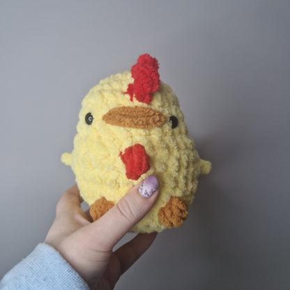 Yellow chicken fluffy small crochet plushie