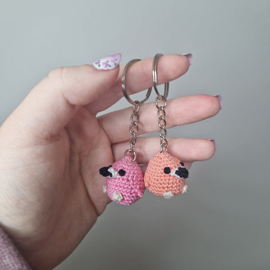 Flamingo micro crochet keyring