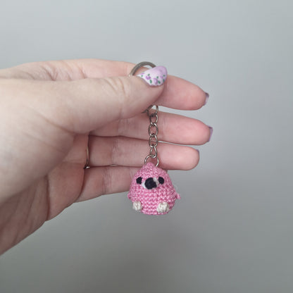 Flamingo micro crochet keyring