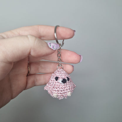 Flamingo micro crochet keyring