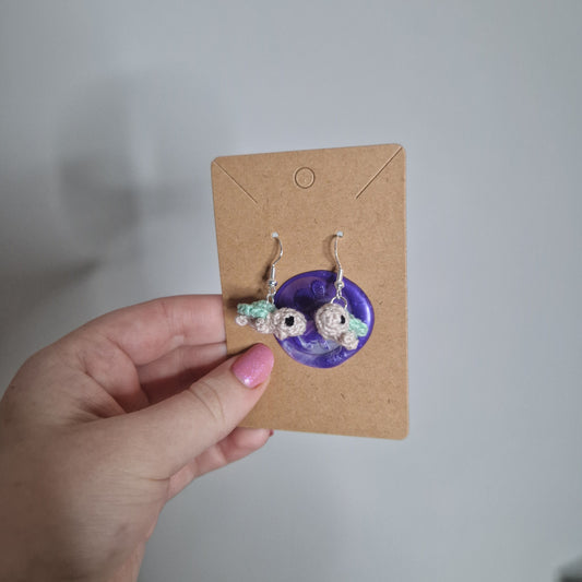 Turtle microcrochet earrings