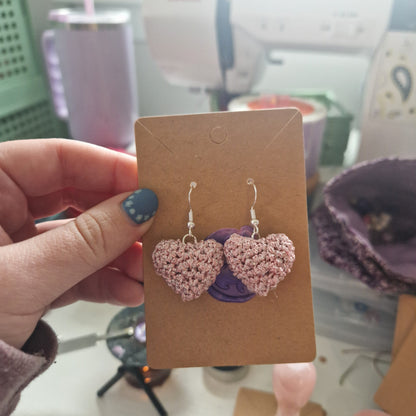 Heart microcrochet earrings - multiple colours