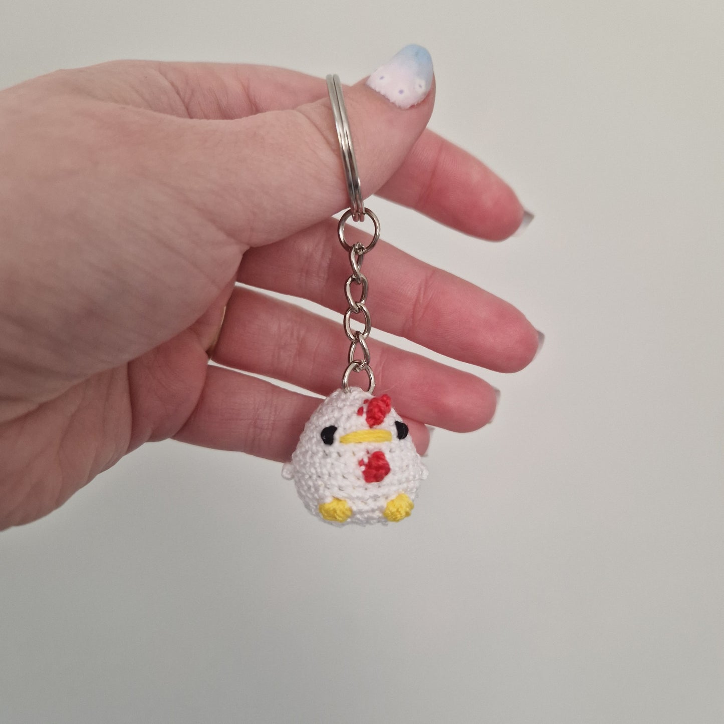 Chicken micro crochet keyring