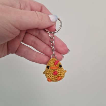 Chicken micro crochet keyring