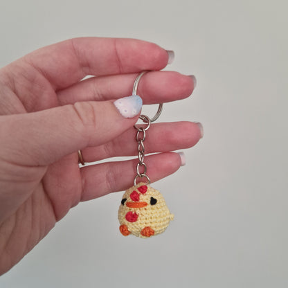 Chicken micro crochet keyring