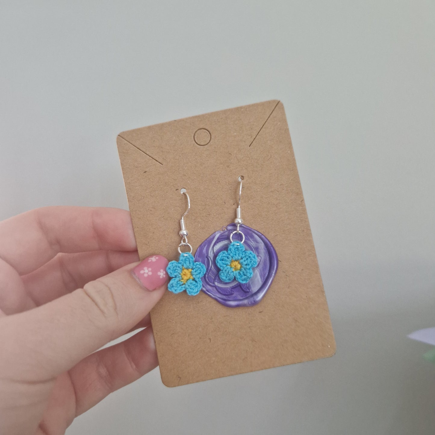 Forget me not microcrochet earrings