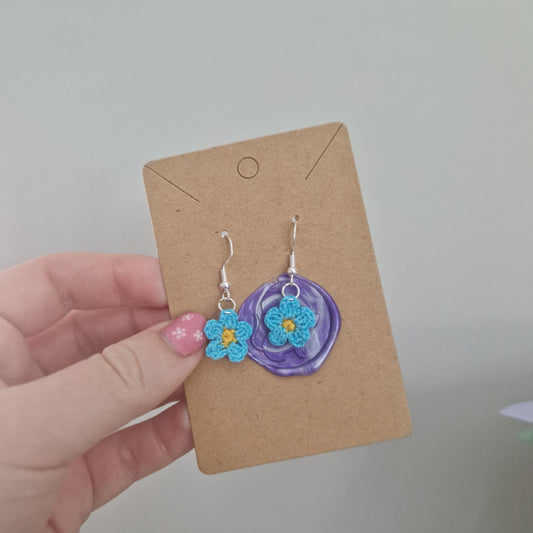 Forget me not microcrochet earrings