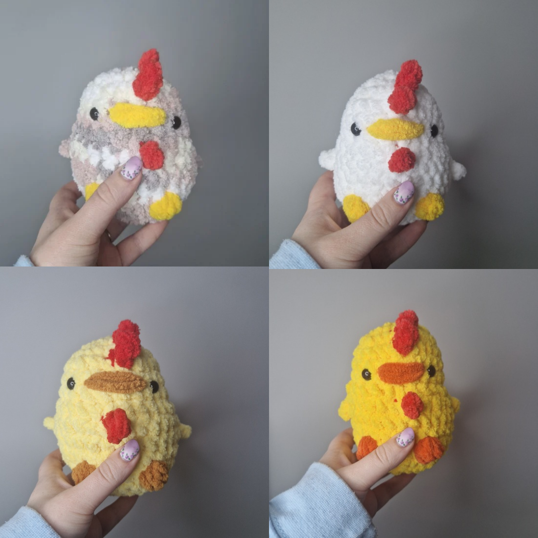 Yellow chicken fluffy small crochet plushie