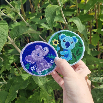 Floral elephant iron-on embroidered patch