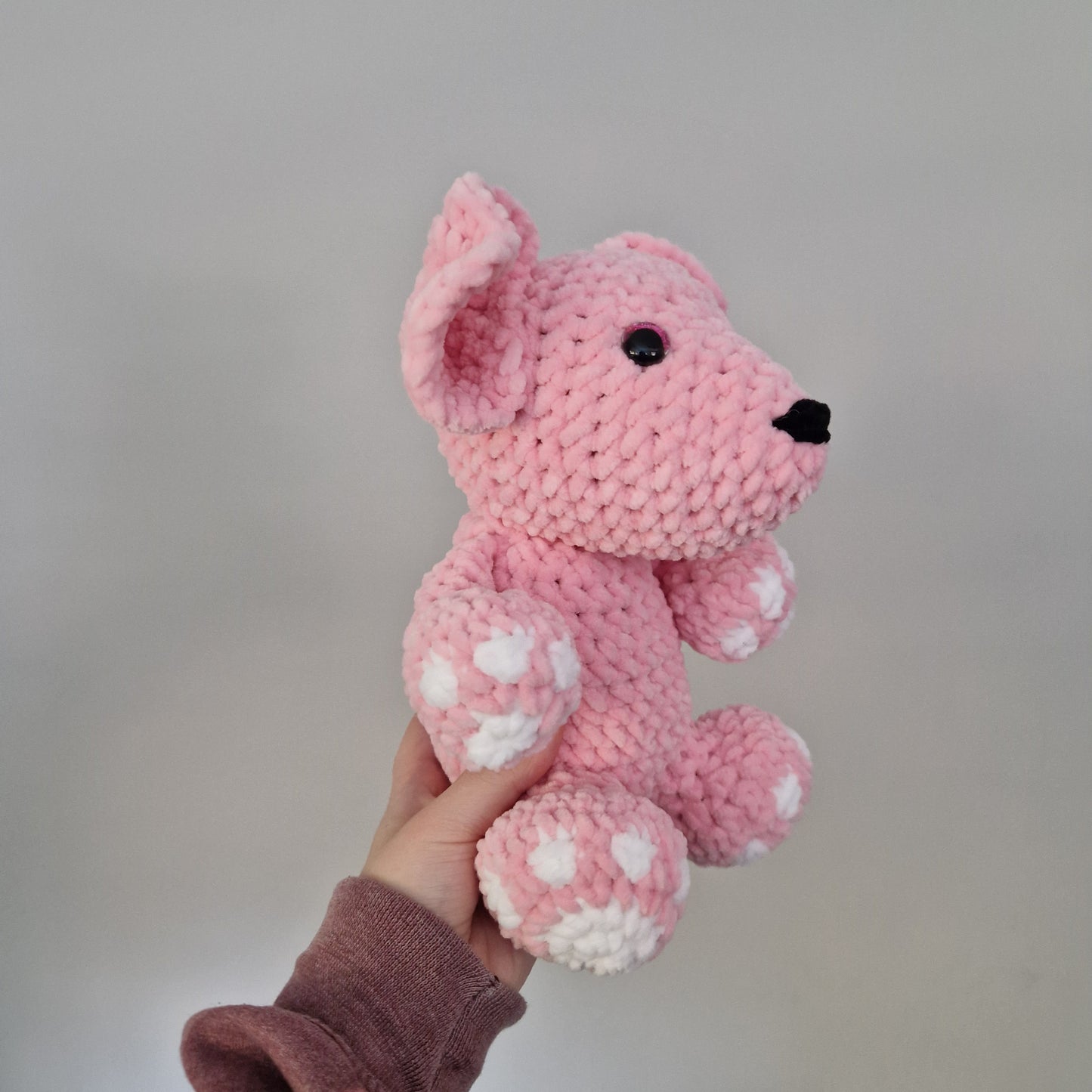 Pink Golden Retriever crochet plushie