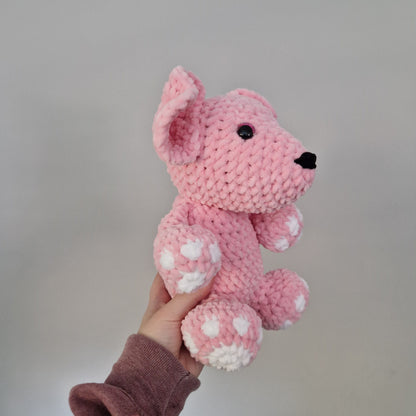 Pink Golden Retriever crochet plushie