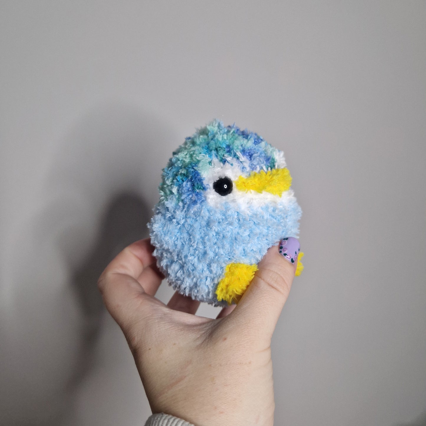 Blue penguin fluffy small crochet plushie
