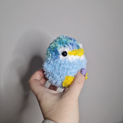 Blue penguin fluffy small crochet plushie